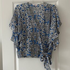 Parker Floral Blue and White Women's Top
